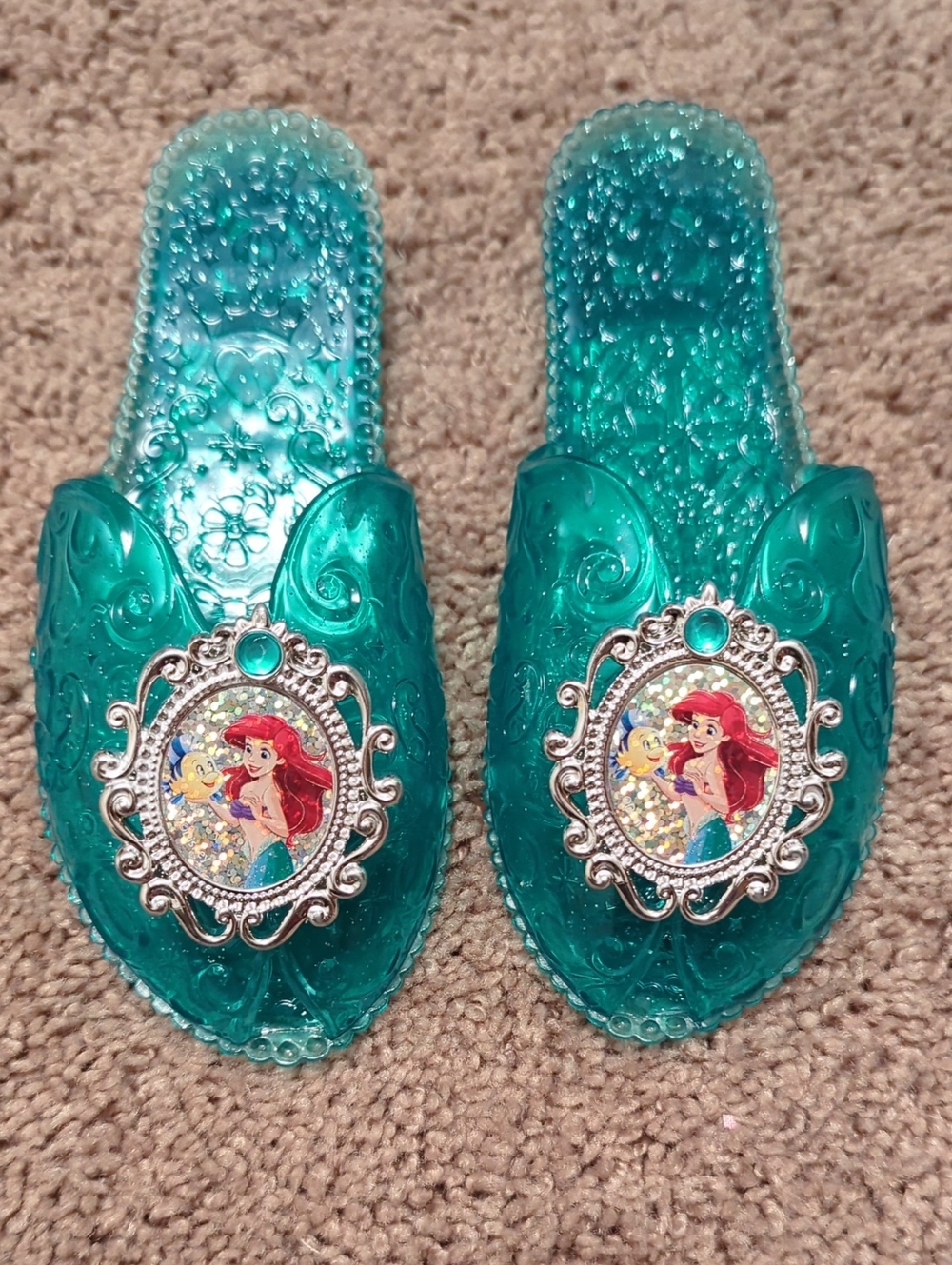 Disney Kids Teal Ariel Jelly Slide Heels